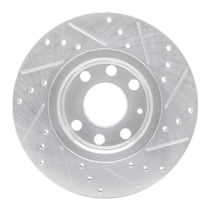 Fiat Punto Brake Rotor (1) - Front Left - R1 Concepts - Drilled & Slotted - Silver - `06-`10